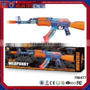 Most Popular Plastic B/O Gun flashing light gun toy with music ak47 toy gun