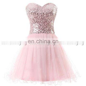 Latest Youthful Sweetheart Sleeveless Lace-up Tulle Sequins Mini Homecoming Dresses SD032 photo-5