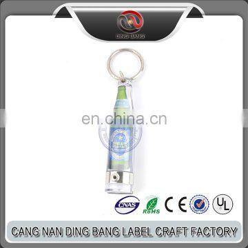 Wholesale Promotion Advertising Gifts 3D Type And Beer Bottle Shape Custom Permanent Acrylic Keyring Bottle Opener