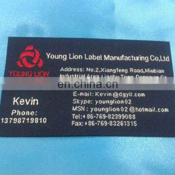 Heat cut Double side woven name card with company information