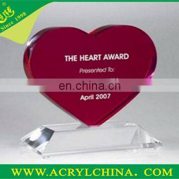 Hot Sale Heart shaped acrylic award medal display stands, acrylic trophy design