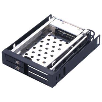 Aluminum 2.5in Dual Bay Tray-less SATA Hot Swap Mobile Rack for 2.5in Internal SSD/HDD Enclosure