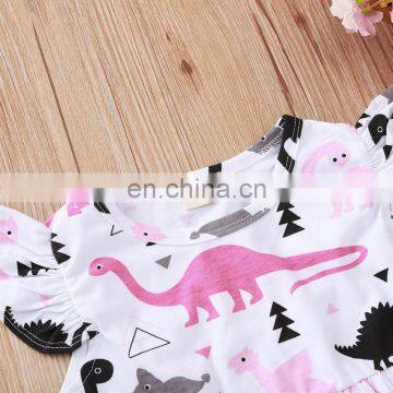 A0236# Girls Dress 2020 Summer Cotton Print Dinosaurs Clothes Kids Dress