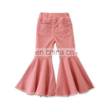 2020 Kids Girl Bell Bottom Pants Ripped Hole Denim Pant Baby Girl Fashion Solid Trousers Wholesale Long Pant photo-2