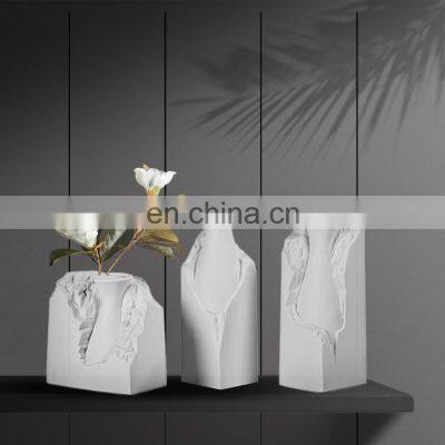 Minimalist Pure White Modern Creative Hand Made Flower Vase Ceramic For Home Decoration photo-4