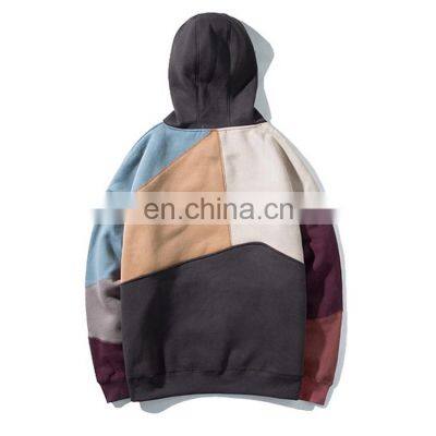 Custom LOGO Plus Size Cut and Sew Patchwork Multi Color Block Personalized Stitching Casual Sports Sweater Hoodie for Men photo-4