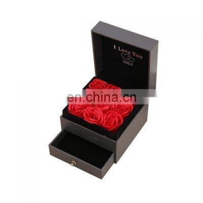 Custom Luxury Square Double Layer Gifts Packaging Rose Flower Box with Drawer