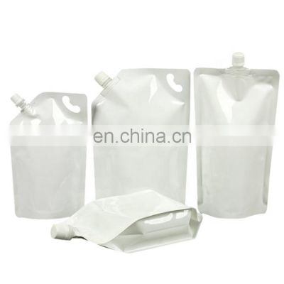 White Stand Up Leak Proof PA Nylon Laminated Plastic Packaging Spouted Pouch Bags for Liquid Products