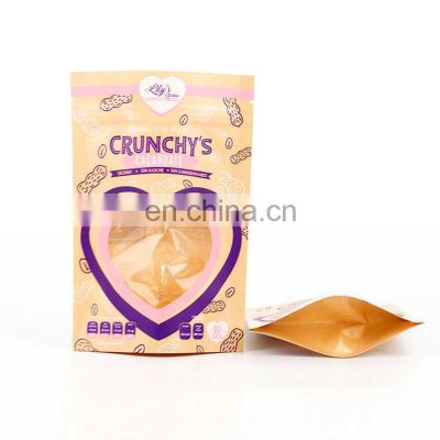 wholesale biodegradable kraft paper doypack nuts packing bag