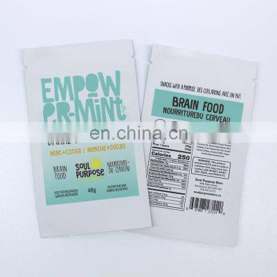 Custom Printed 3 Side Sealing Bags Heat Seal Snack Bar Wrapper Plastic Bags