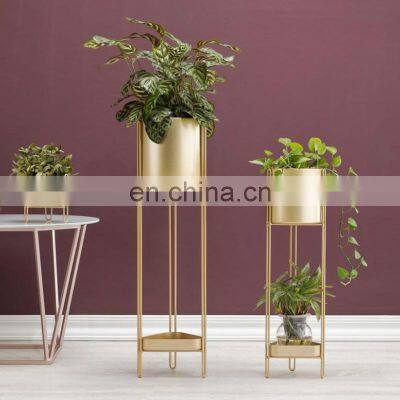 Flower Pots Manufacturer Gold Indoor Iron Big Large Wholesale Metal Cheap Stand Garden Plant Planters & Flower Pots For Plant