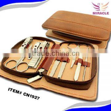 Stainless steel PU purse manicure set kit