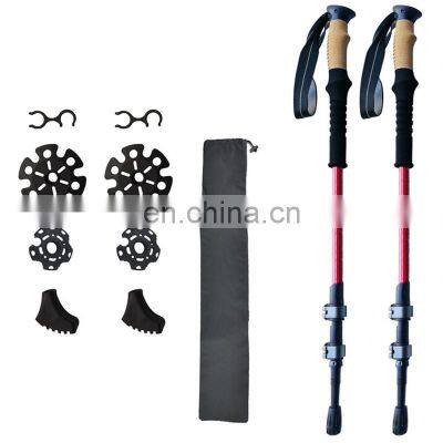 Camping Multifunction Telescopic Outdoor Walking Hiking Carbon Fiber Trekking Poles photo-5