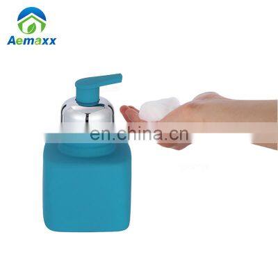 High Quality Rubber Coated Blue Ceramic Foam Pump Lotion Soap Dispenser photo-3