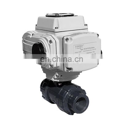 UPVC 2 inch Two Ways Motorized Electric Ball Valve Double Union Fitting Modulating Type 4-20mA