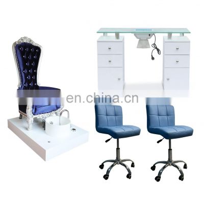 High back king spa chair luxury pedicure chairs manicure table beauty nail salon furniture set