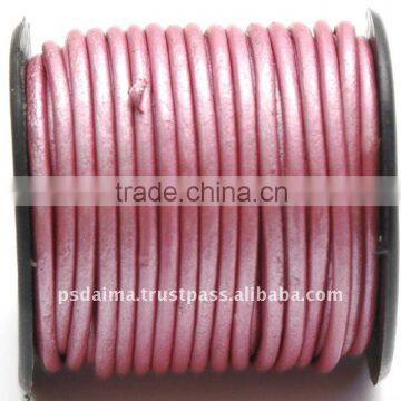 Round Fine Leather Cord round metallic leather