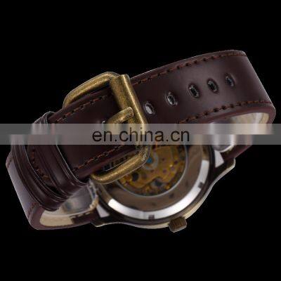 Shenhua 9269 Men Vintage Bronze Automatic Mechanical Skeleton Wristwatch Men's Leather Strap Mechanical Watch photo-5