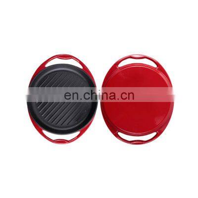 Enamel Cast Iron Korean Round Non-stick Griddle Bbq Grill Pan photo-2