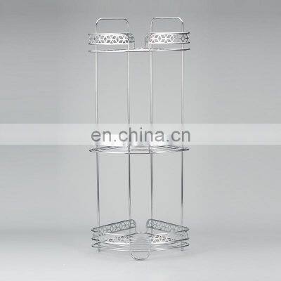 Factory Diamond Series Modern Design Iron Wire 3 Tier Standing Bathroom Storage Caddy Corner Shelf photo-4