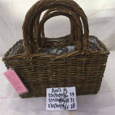 Rustic Style Brown Color Rustic Willow Baskets Arc Top Shape