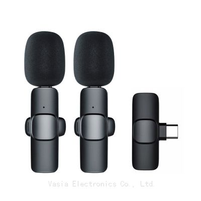 Wholesale Wireless Microphone 2 in 1 Professional lavalier 2.4GHz vlog Mini wireless Microphone For Mobile Phone