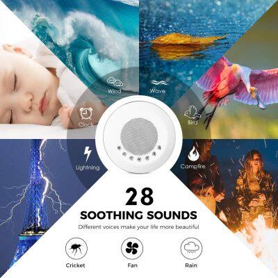Portable White Noise Sound Machine With Atmosphere Lamp 28 Sleep Music Timer Night Light for Baby Adults Sleeping photo-2
