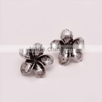 925 SOLID STERLING FINE SILVER OLD & ANTIQUE SILVER FLOWER EARRINGS