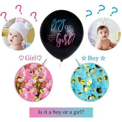 Hot 36inch Latex Black Balloon Gold Blue Pink Confetti Baby Boy Girl Balloon White Custom Gender Reveal Balloons photo-2