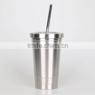 Mlife BPA-free, food grade mterial high quality double wall double layer 18/8 stainless steel straw tumbler with lid and straw