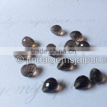 AAA Grade Smokey Faceted Half Drill Drops Loose Gemstone