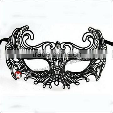 Luxury Elegant Besouro Silver Metal Laser Cut Mask With Rhinestones Crystal photo-2