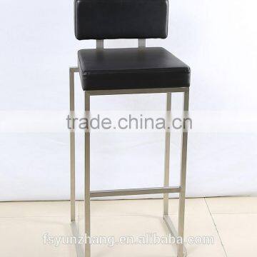 Modern stainless steel metal frame leather bar chair