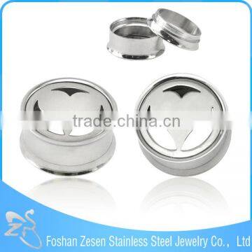 2016 Stainless Steel Screw Fit Heart Ear Plug Guage Body Piercing Jewelry