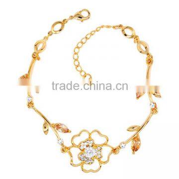 Newest Arrival 18K Gold Plated Bracelet Women's Cubic Zircon Flower Bracelet Jewelry photo-4