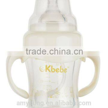 120ml / 4oz Christmas cheap double layer flat bottom glass infant feeding bottle BPA-free A-1055 W