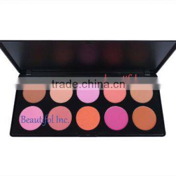 Factory price! 10 color natural blush , wholesale powder blush, long lasting, chemical powder blush, cosmetics for cheek