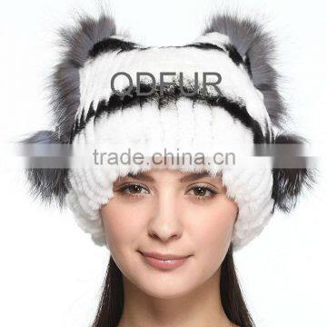 QD70098-3 high fashion rabbit fur new design headgears for women clothing