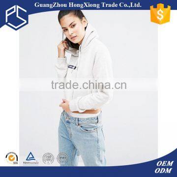 Wholesale fleece design pocket new style own logo zipper cheap price 80cotton 20 polyester crop hoodies