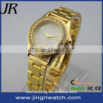 hot selling women luxury gold plating watch diamante watch diamond quartz