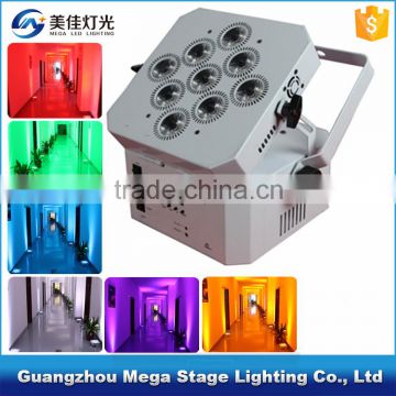 9pcs 15w rgbwa uv flat led par light 6in1 battery powered led par 64 for wedding