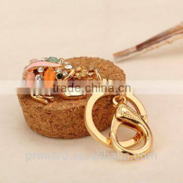 New Fashion Cat Eye Stone Frog Keychain Crystal Purse Bag Key Chain Ring Key Gift photo-6