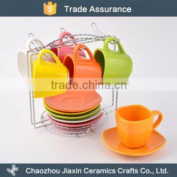 High quality colorful ceramic coffee cup and saucer                        
                                                                                Supplier's Choice