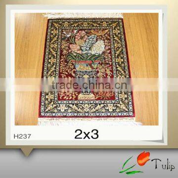 Hand Knotted Persian Carpets In Stock 2'x3' Handmade Silk Persian Rug For Prayer Use