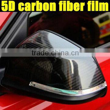 Super quality glossy black 5D carbon fiber film with strong strechable 3 layers size:1.52*20m per roll