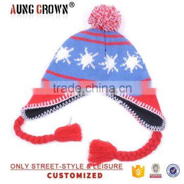 lady knitted beanie with top balls