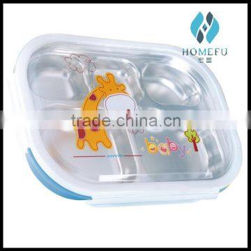 stainless steel square insulated food packaging lunch box with pp plastic cover for children                        
                                                Quality Choice