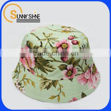 Sunny Shine floral print jean golf bucket hat