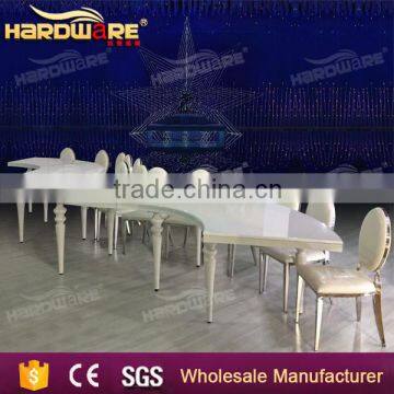 Hotel Luxury Dining Banquet Table , Golden Metal Frame White Dining Table photo-5
