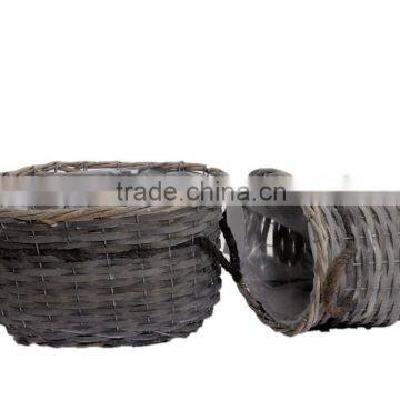 2pcs Factory Direct Supply Oval Garden Flower Basket With Handle photo-3